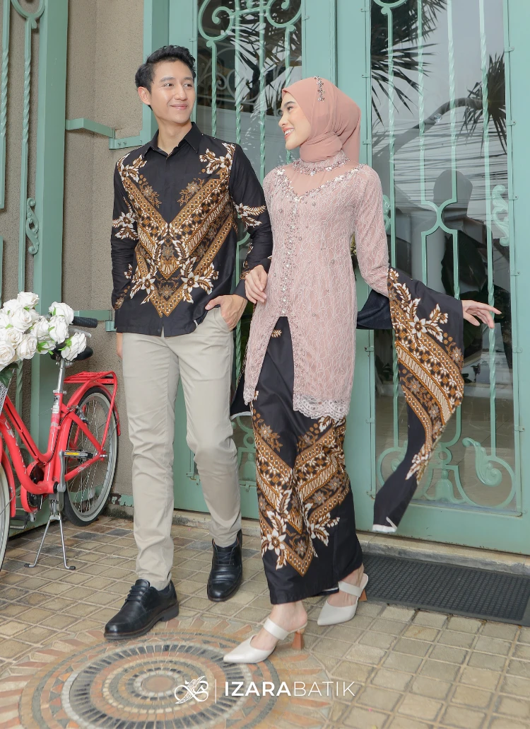 Anggita Mocca Set Kebaya Batik Modern Couple Wisuda Lamaran Full Payet Tunangan Kondangan Bridesmaid