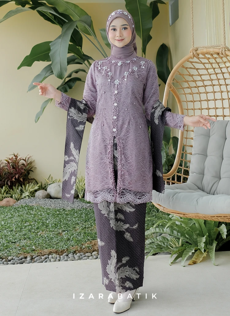 Anggita Taro Set Kebaya Batik Modern Couple Wisuda Lamaran Full Payet Tunangan Kondangan Bridesmaid