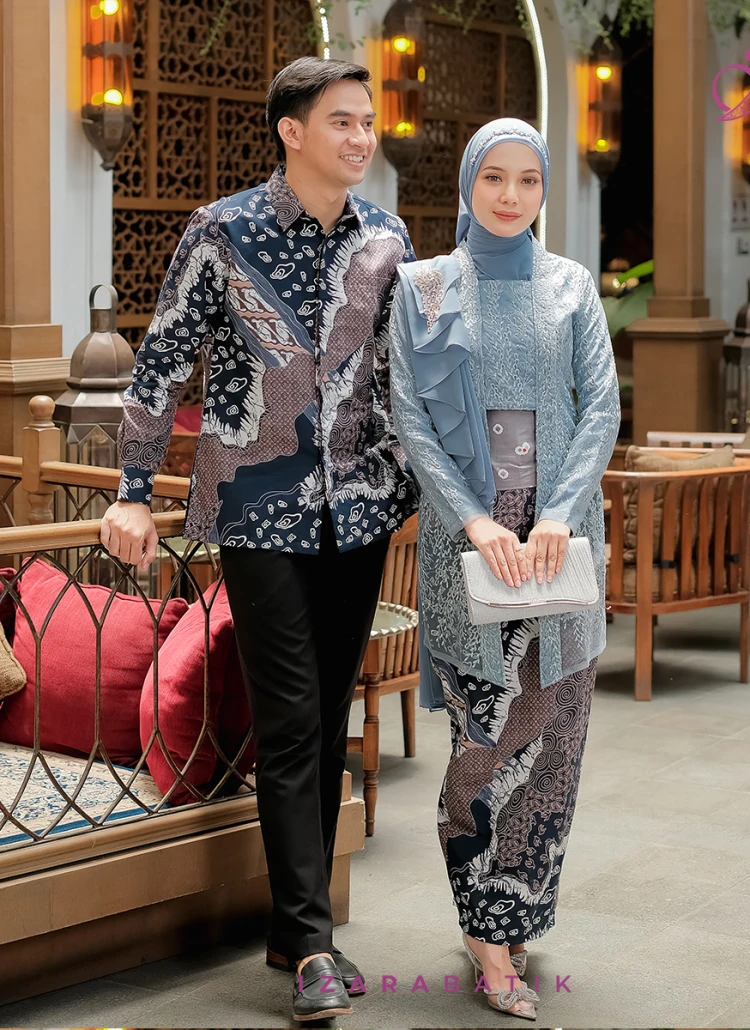 Ratih Kutubaru Denim Set Kebaya Batik Modern Couple Wisuda Lamaran Tunangan Kondangan Bridesmaid