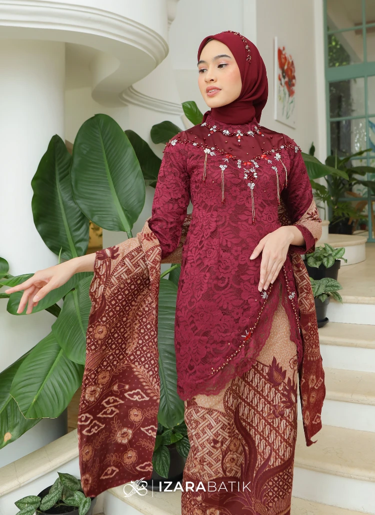 Zavia Series Set Kebaya Batik Modern Couple Wisuda Lamaran Full Payet Tunangan Kondangan Bridesmaid