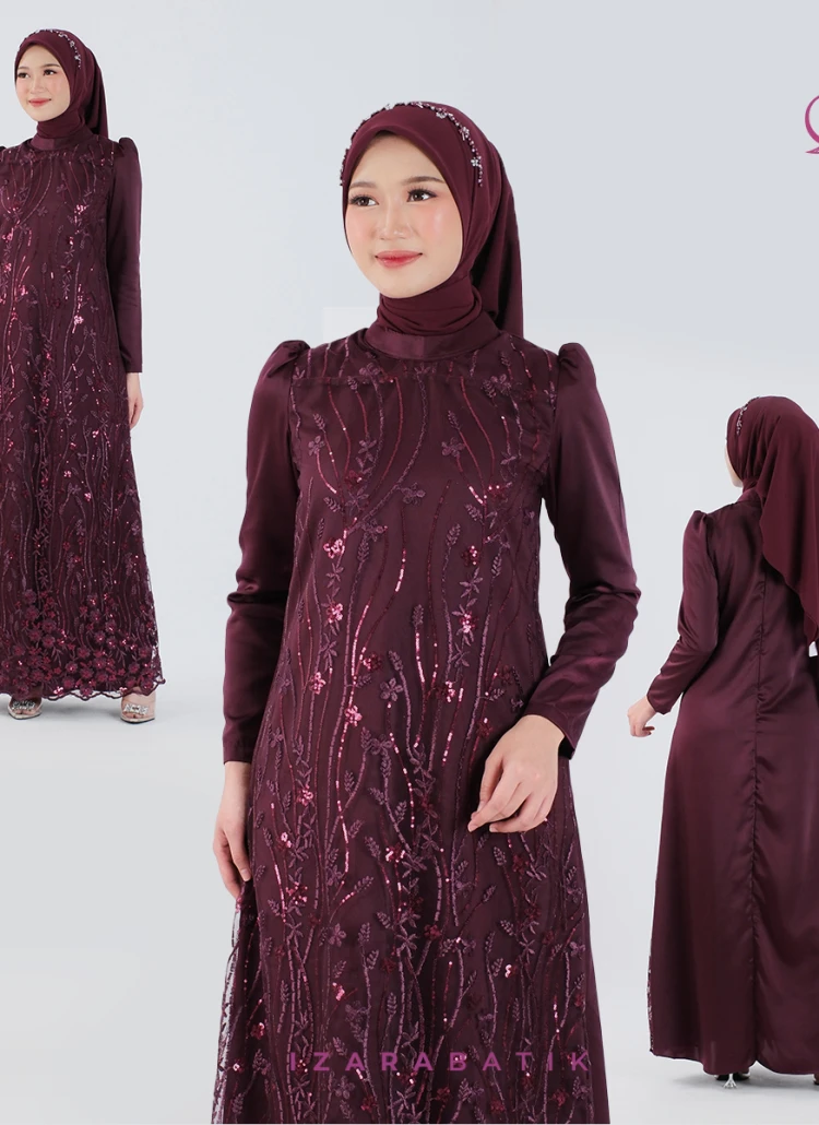DRESS DEWASA BURGUNDY L
