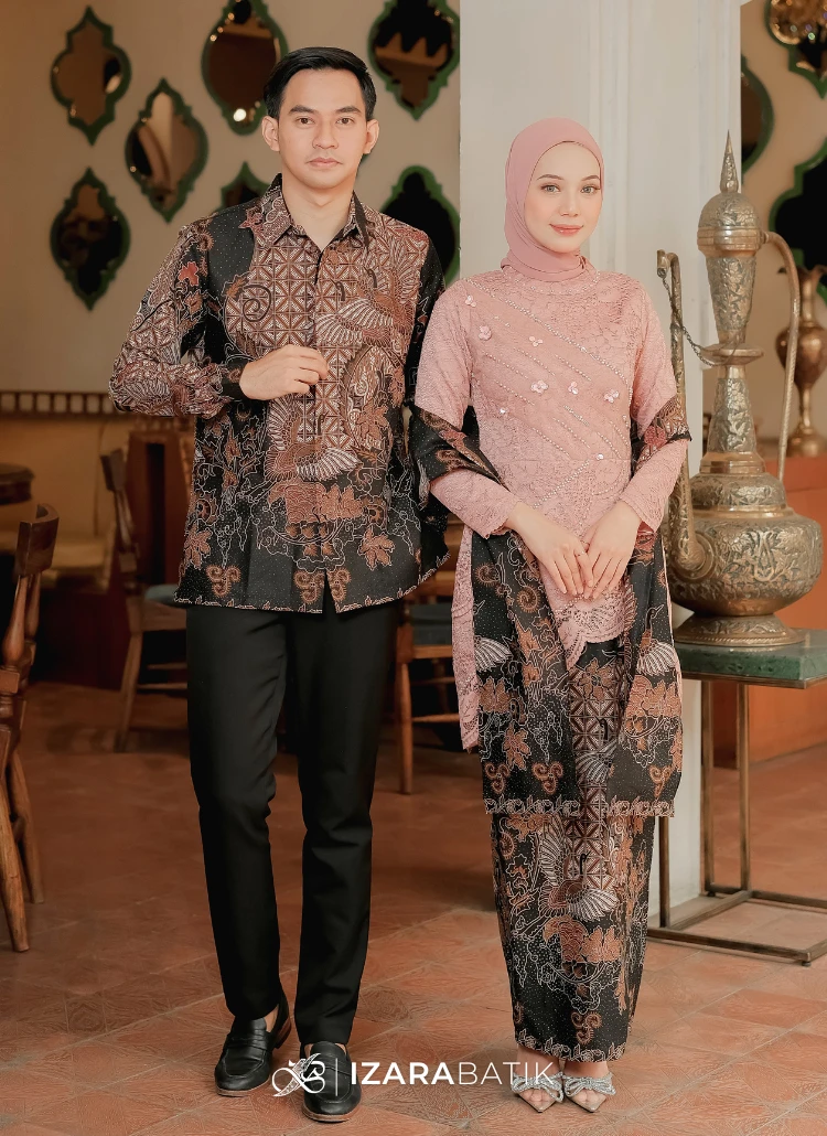 Ivana Dustypink Set Kebaya Batik Modern Couple Wisuda Lamaran Full Payet Tunangan Kondangan Bridesmaid