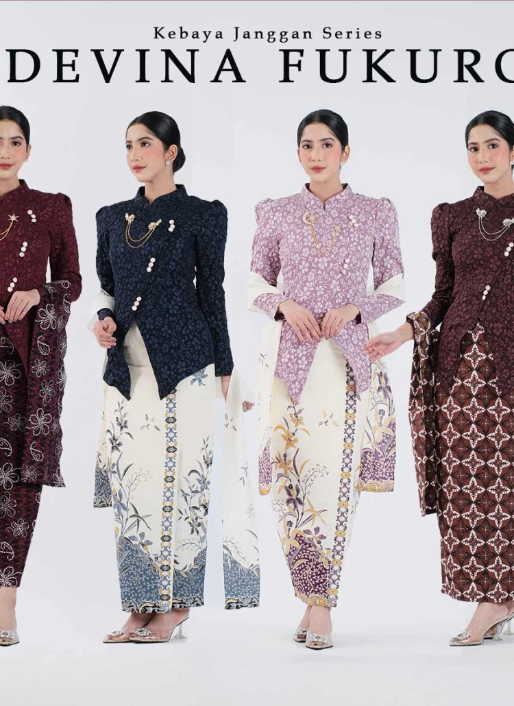 Devina Series Jaguard Fukuro ( Tanpa Bross) Set Kebaya Janggan Batik Modern Couple Wisuda Lamaran Tunangan