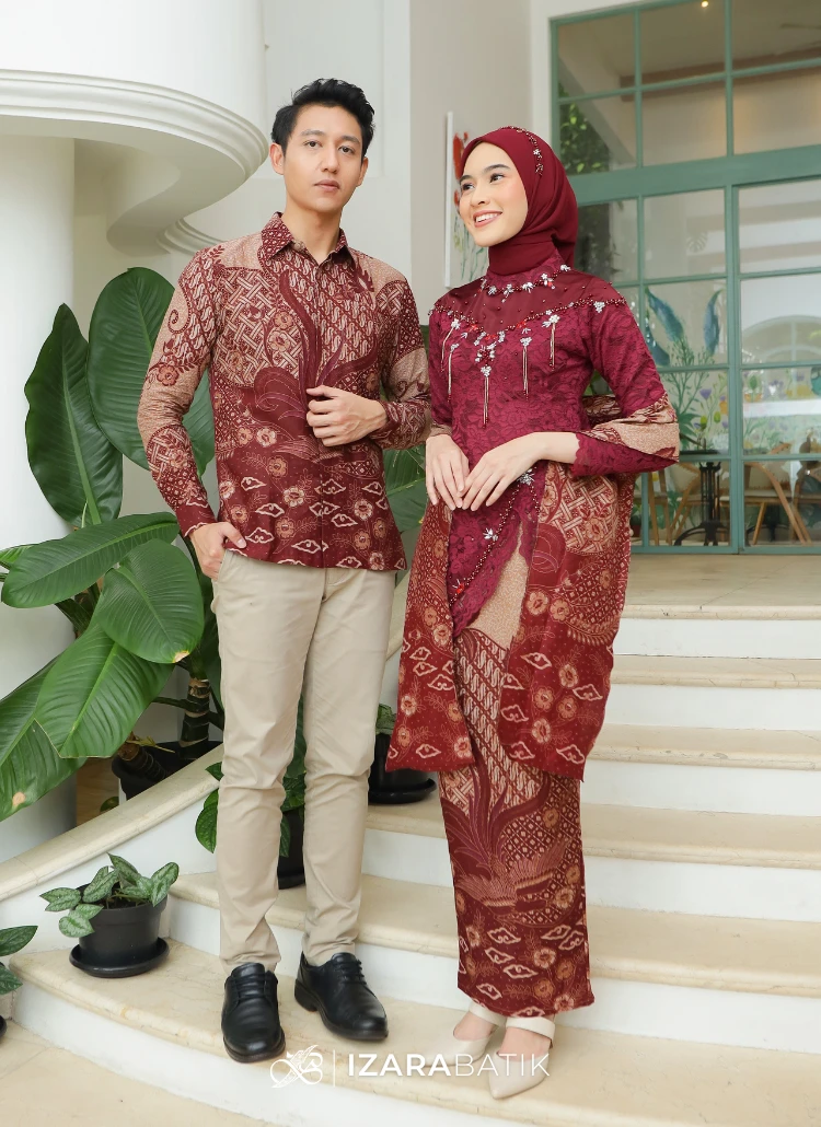 Zavia Series Set Kebaya Batik Modern Couple Wisuda Lamaran Full Payet Tunangan Kondangan Bridesmaid
