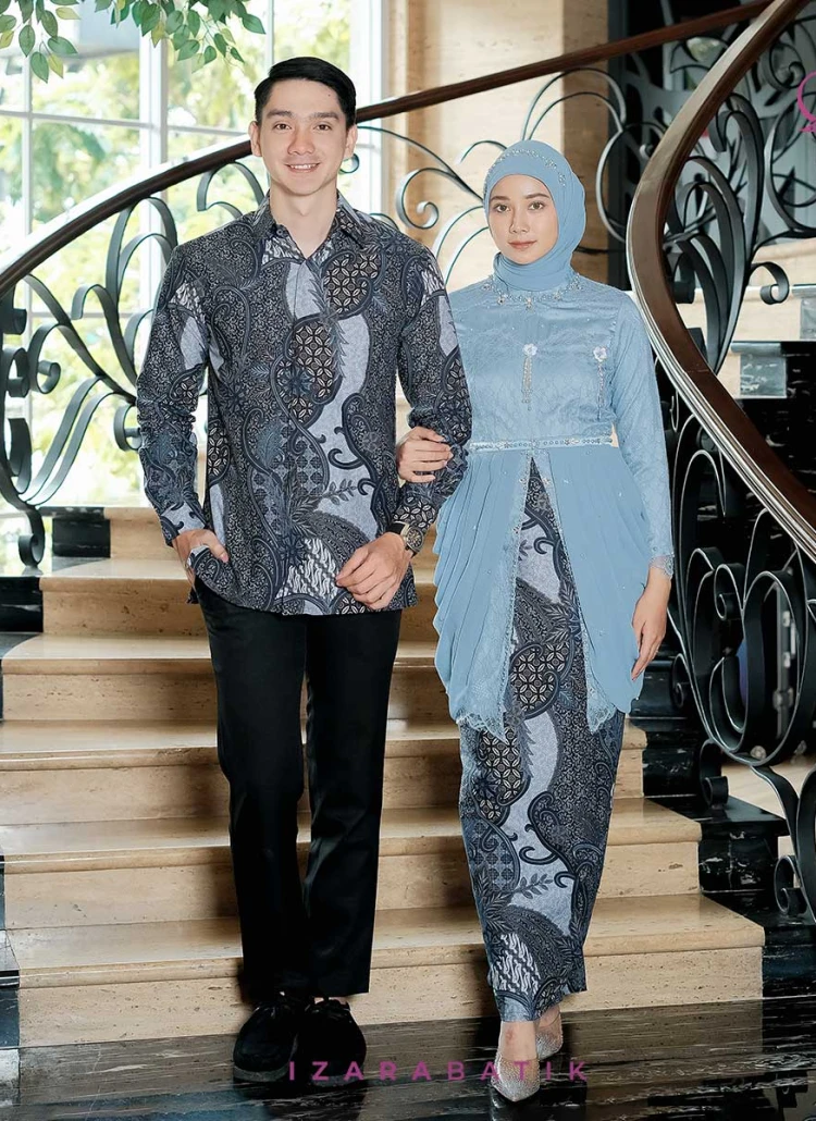 Olivia Denim Set Kebaya Batik Modern Couple Wisuda Lamaran Full Payet Tunangan Kondangan Bridesmaid