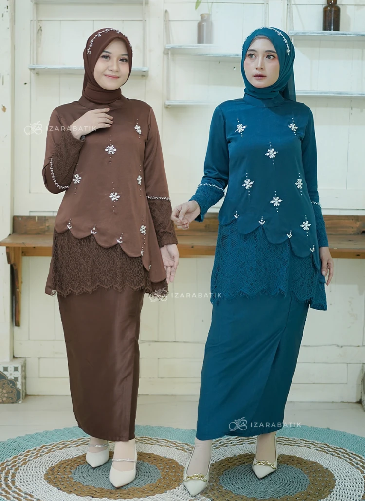 Set Suhita Malay Baju Dress Pesta Kondangan Seragam Bridesmaid Setelan Wanita Full Payet